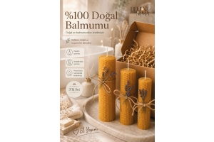 %100 Doğal Petek Balmumu - Premium El Yapımı Parafinsiz Katkısız Dekoratif Hediyelik Yoga ve Meditasyon Mumu - 3'lü Set