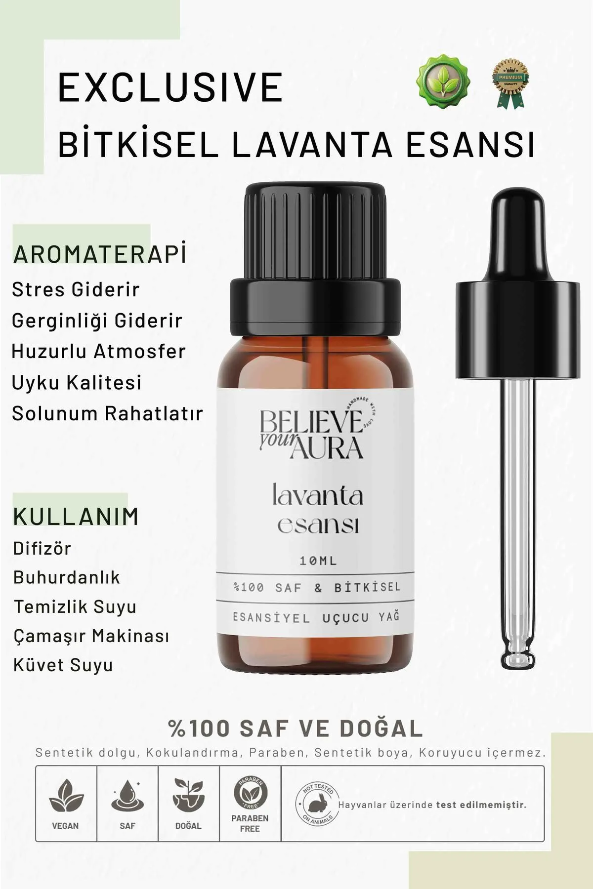 Bitkisel Lavanta Esansı - %100 Saf ve Bitkisel Burhurdanlık Difizör Exclusive Ortam Kokusu - 10 ml