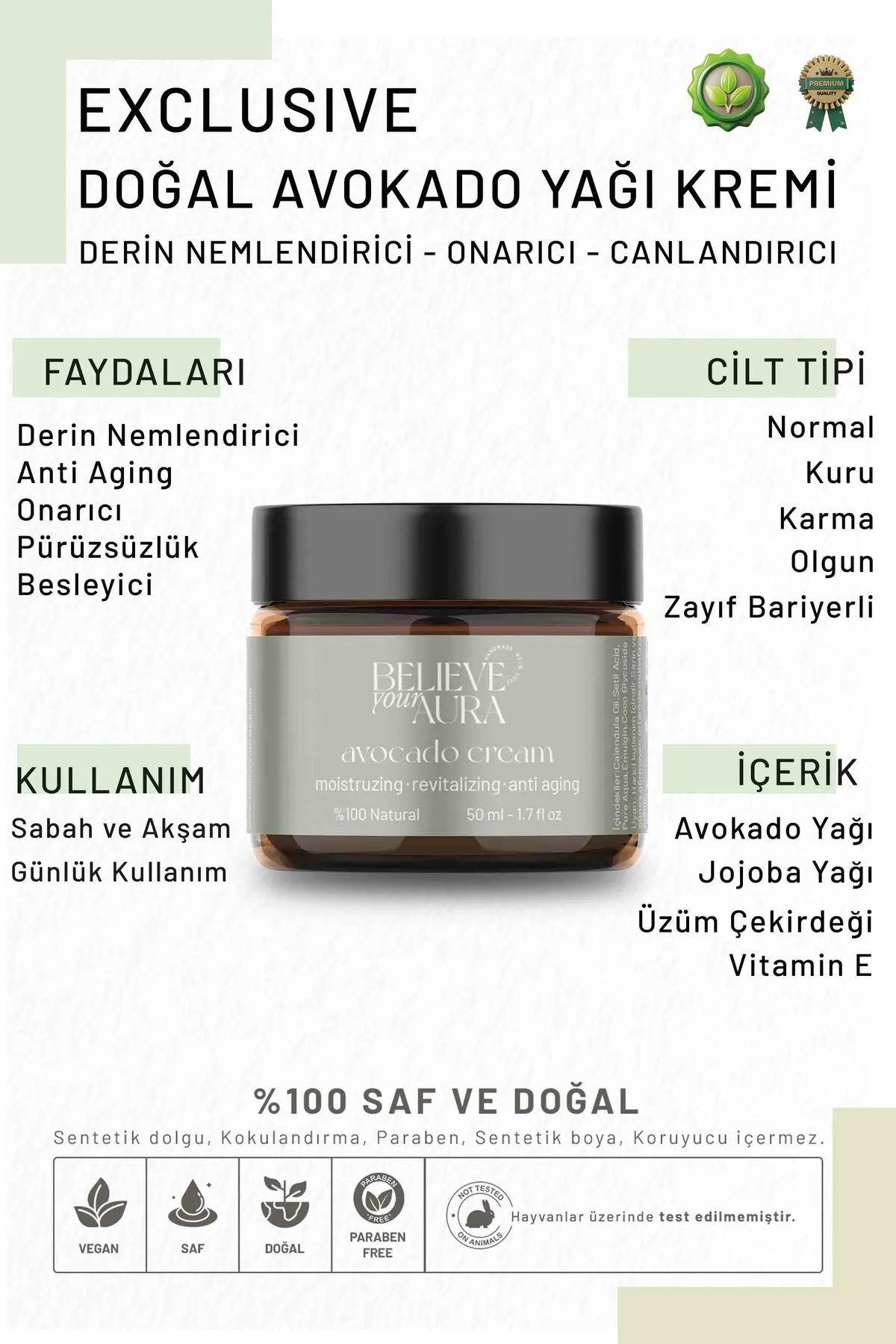 Believe Your Aura Derin Nem Cilt Bakım Kremi