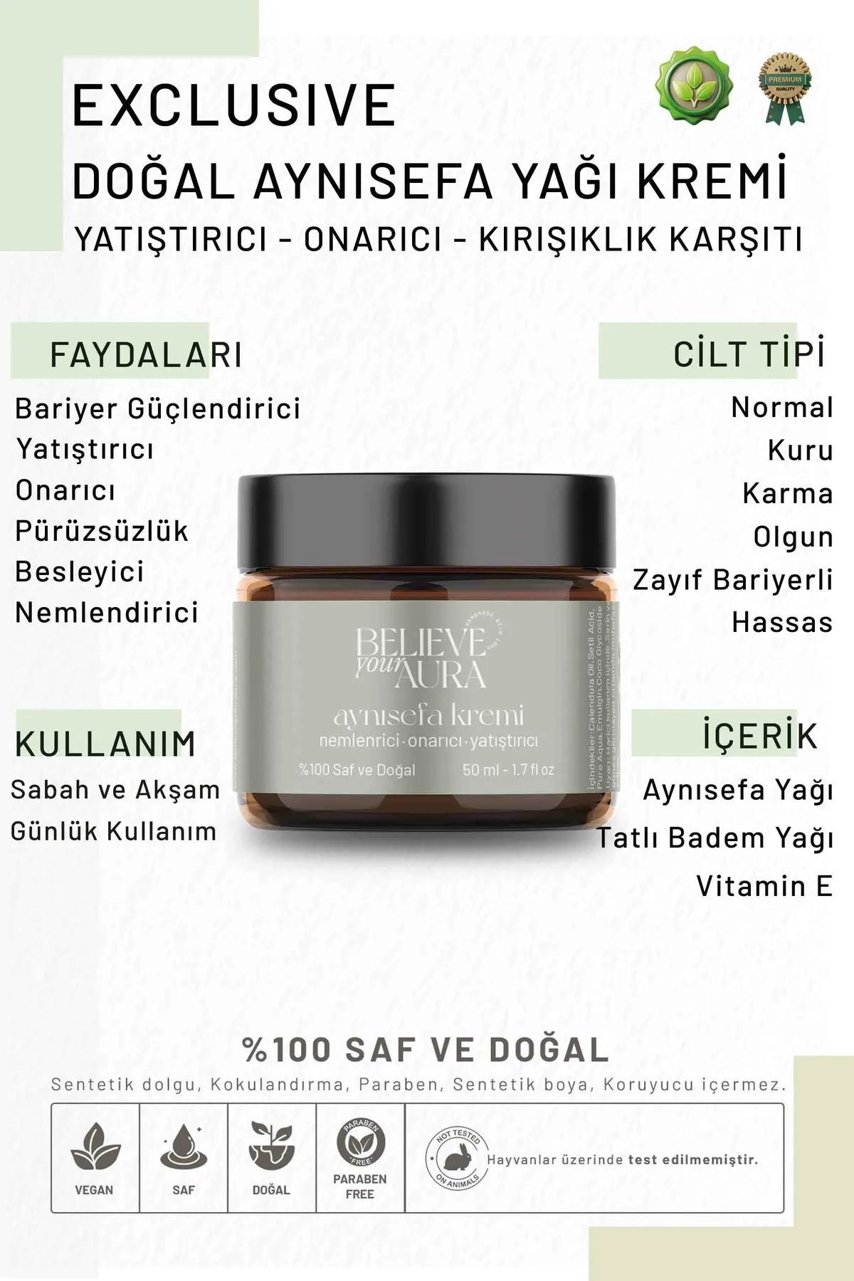 Believe Your Aura Aynısefa Cilt Bakım Kremi