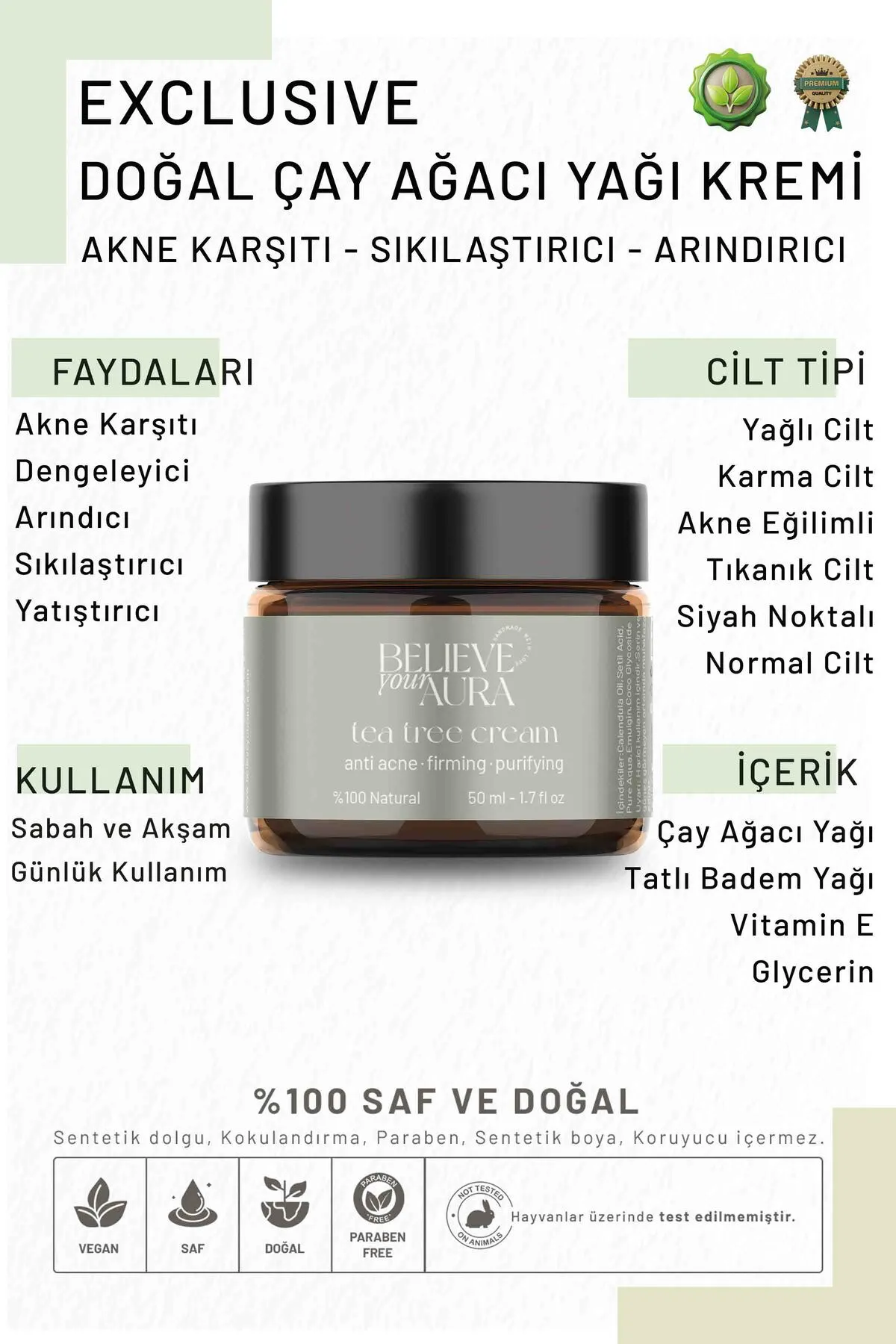 Believe Your Aura Çay Ağacı Yağı Kremi