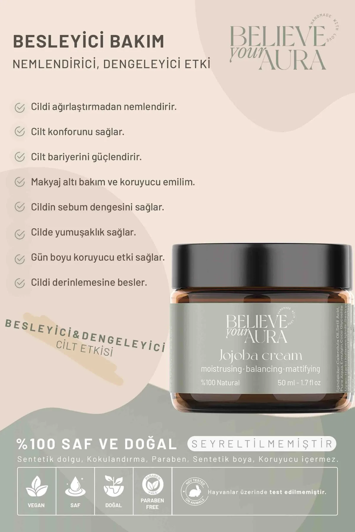 Believe Your Aura Jojoba Yağı Cilt Bakım Kremi