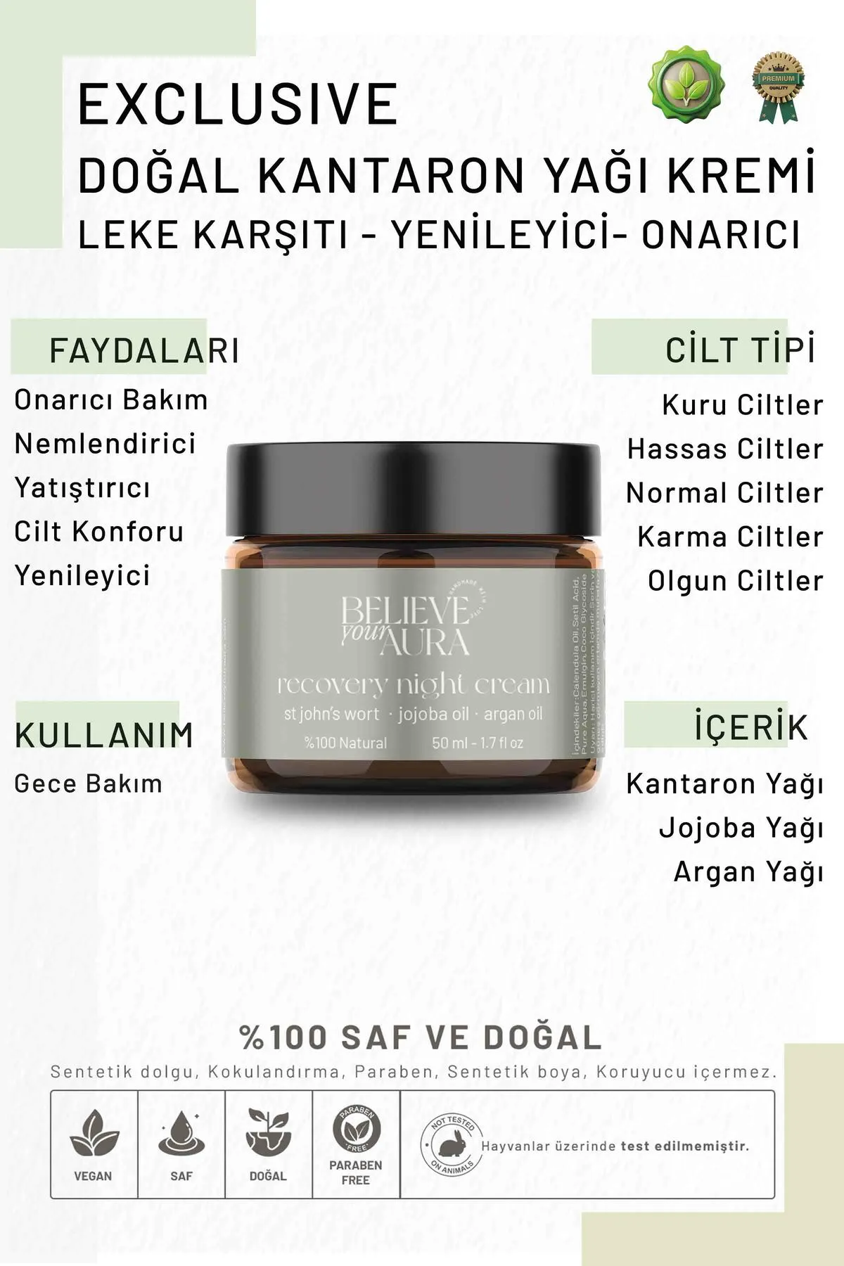 Believe Your Aura Kantaron Yağı Cilt Kremi