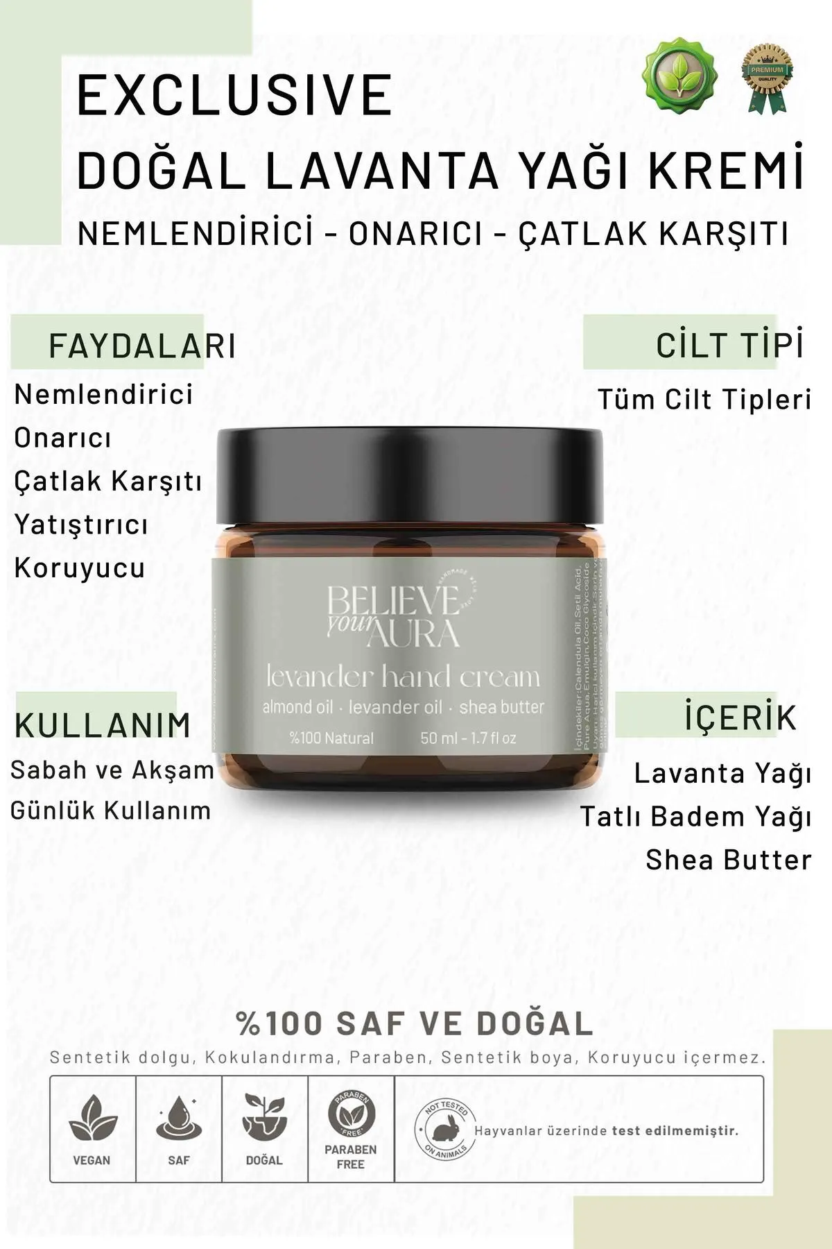 Believe Your Aura Lavanta Yağı Bakım Kremi