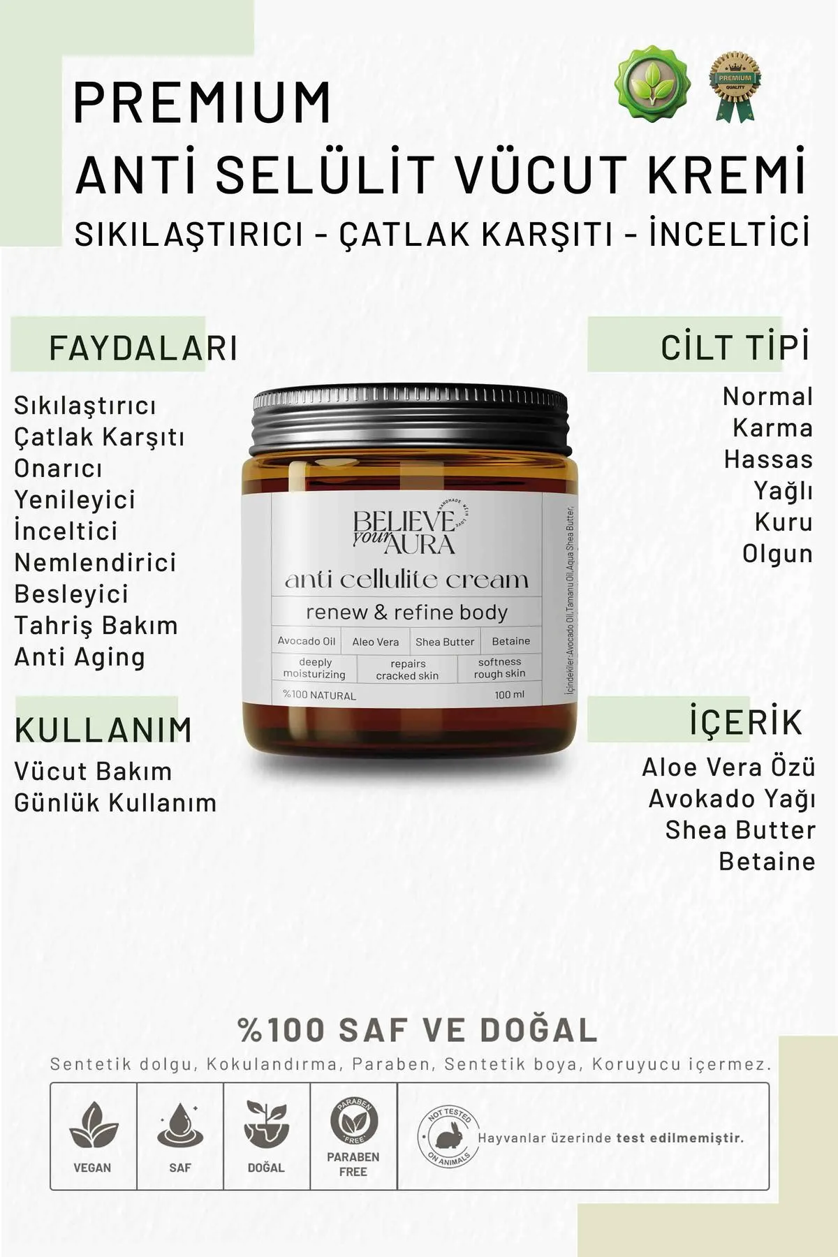 Believe Your Aura Anti Selülit Jel Krem
