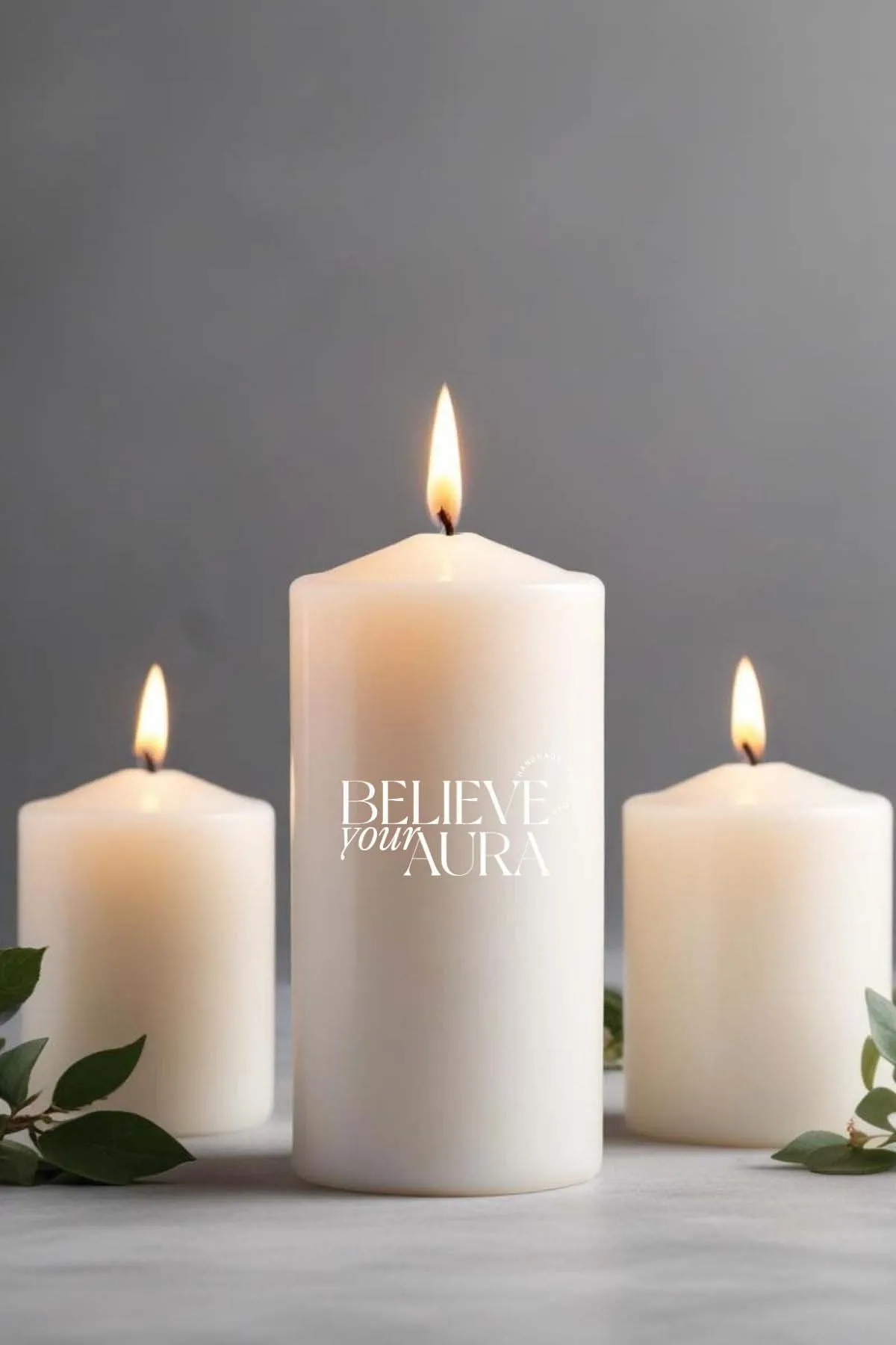 Believe Your Aura Pudra Kokulu Beyaz Silindir Mum KLM207-10-PDR