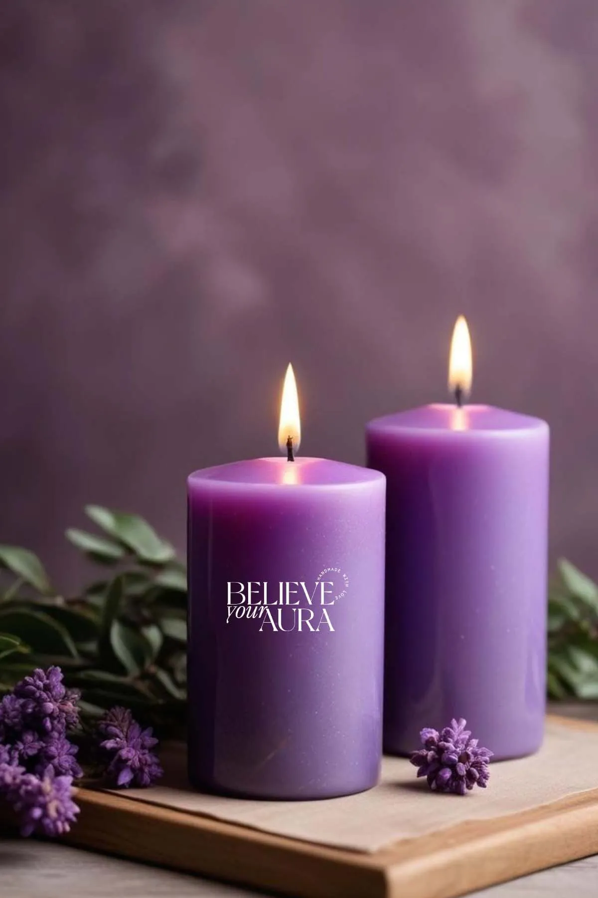 Believe Your Aura Pudra Kokulu Mor Silindir Mum KLM207-14-PDR