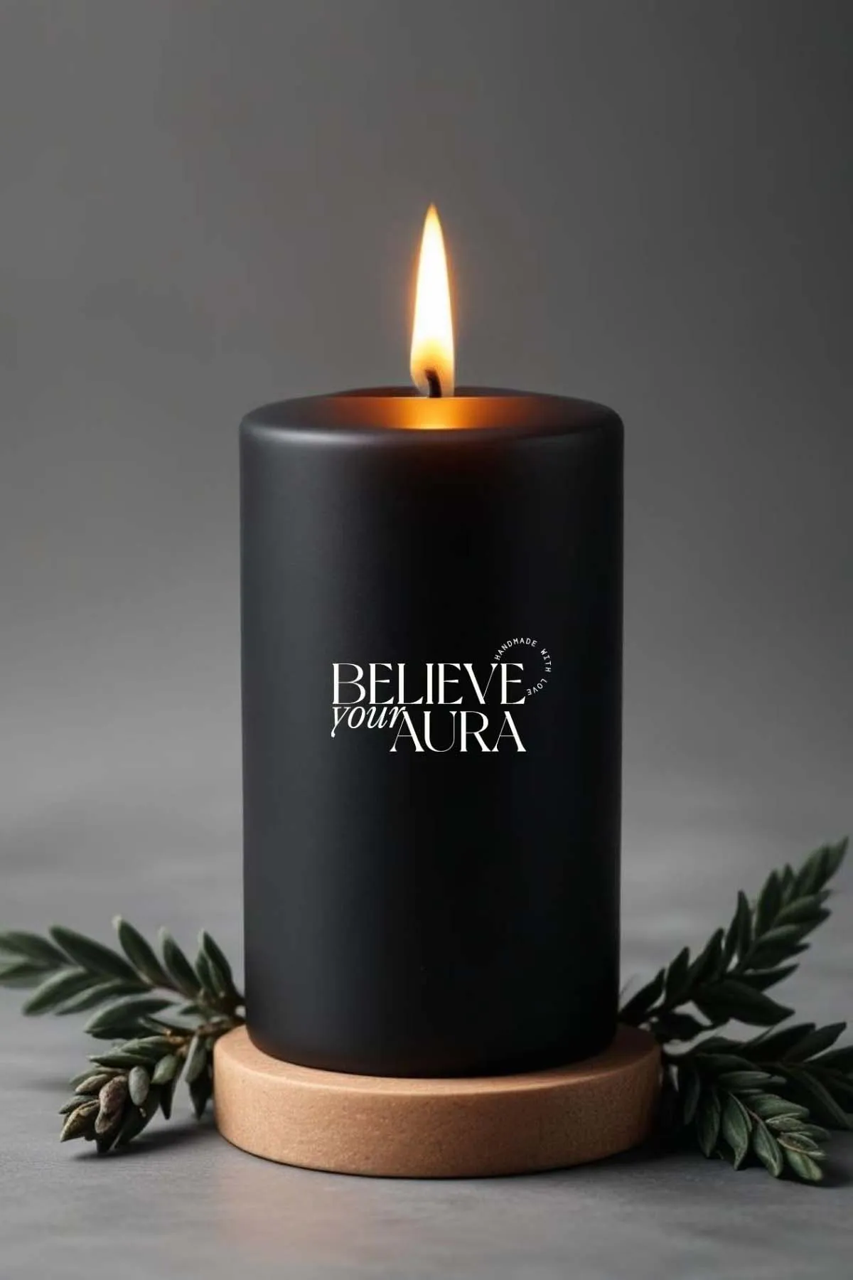 Believe Your Aura Pudra Kokulu Siyah Silindir Mum KLM207-20-PDR