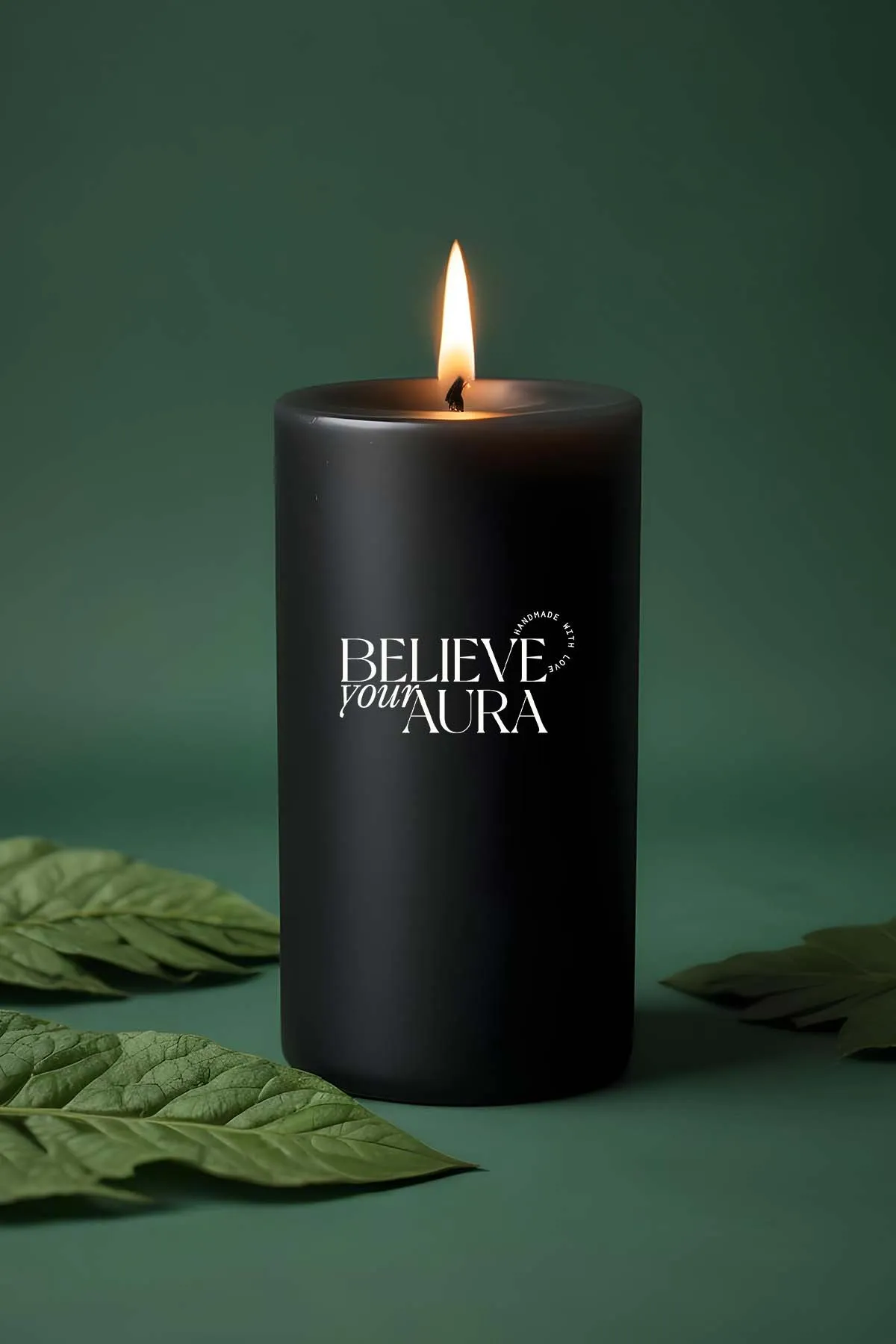 Believe Your Aura Pudra Kokulu Siyah Silindir Mum KLM207-20-PDR