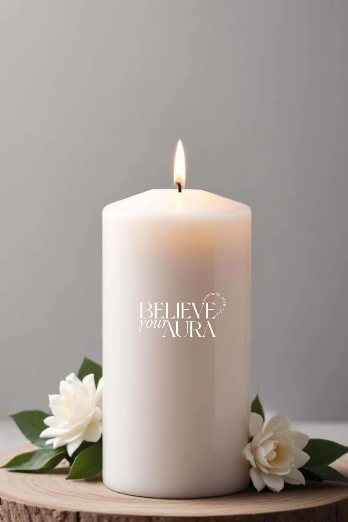 Believe Your Aura Lavanta Kokulu Beyaz Silindir Mum KLM209-10-LVN