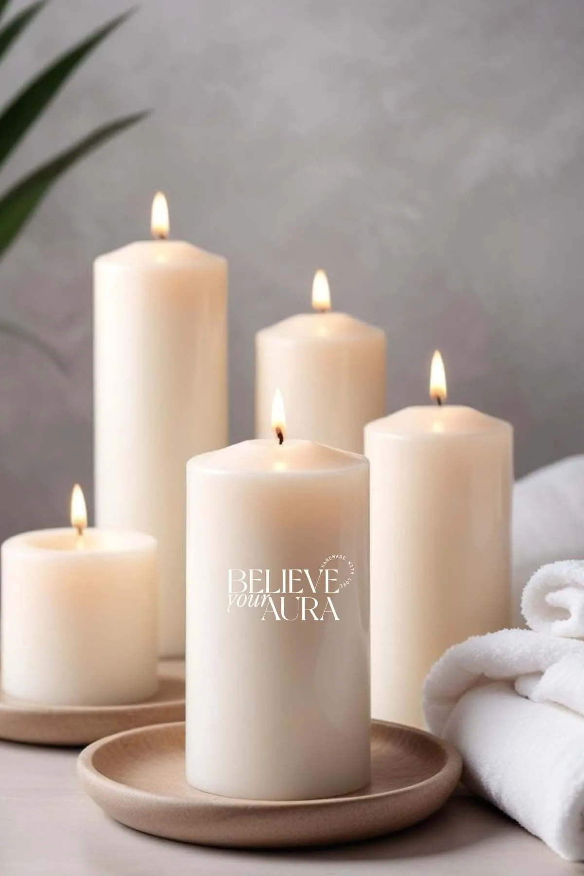 Believe Your Aura Lavanta Kokulu Beyaz Silindir Mum KLM209-10-LVN