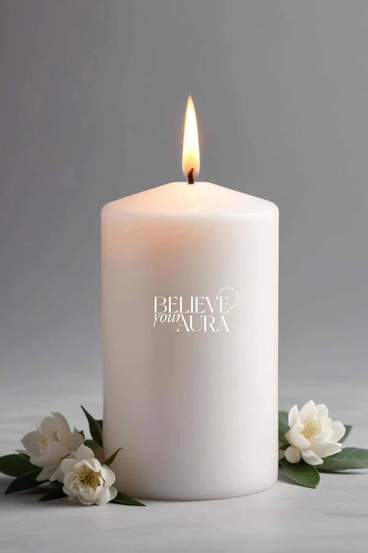 Believe Your Aura Lavanta Kokulu Beyaz Silindir Mum KLM209-10-LVN