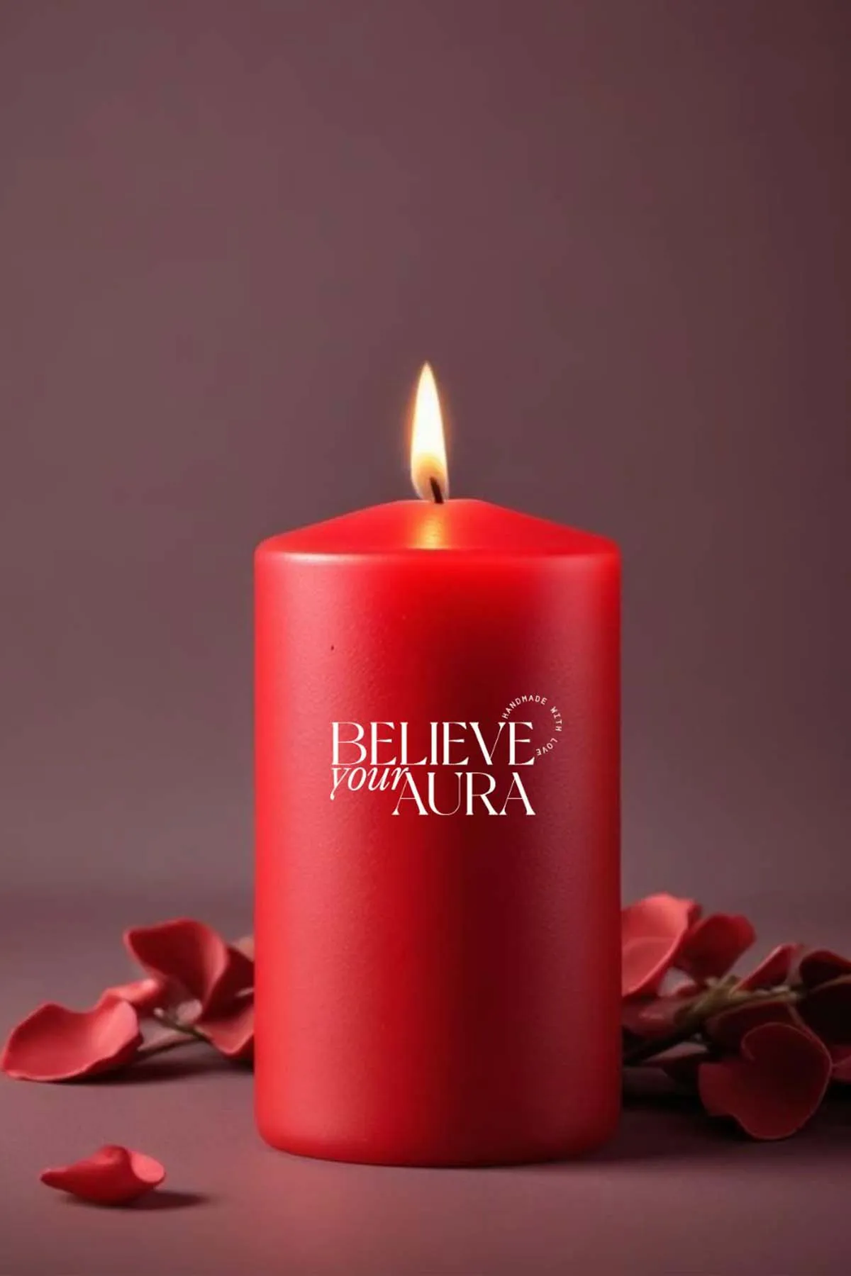 Believe Your Aura Lavanta Kokulu Kırmızı Silindir Mum KLM209-11-LVN