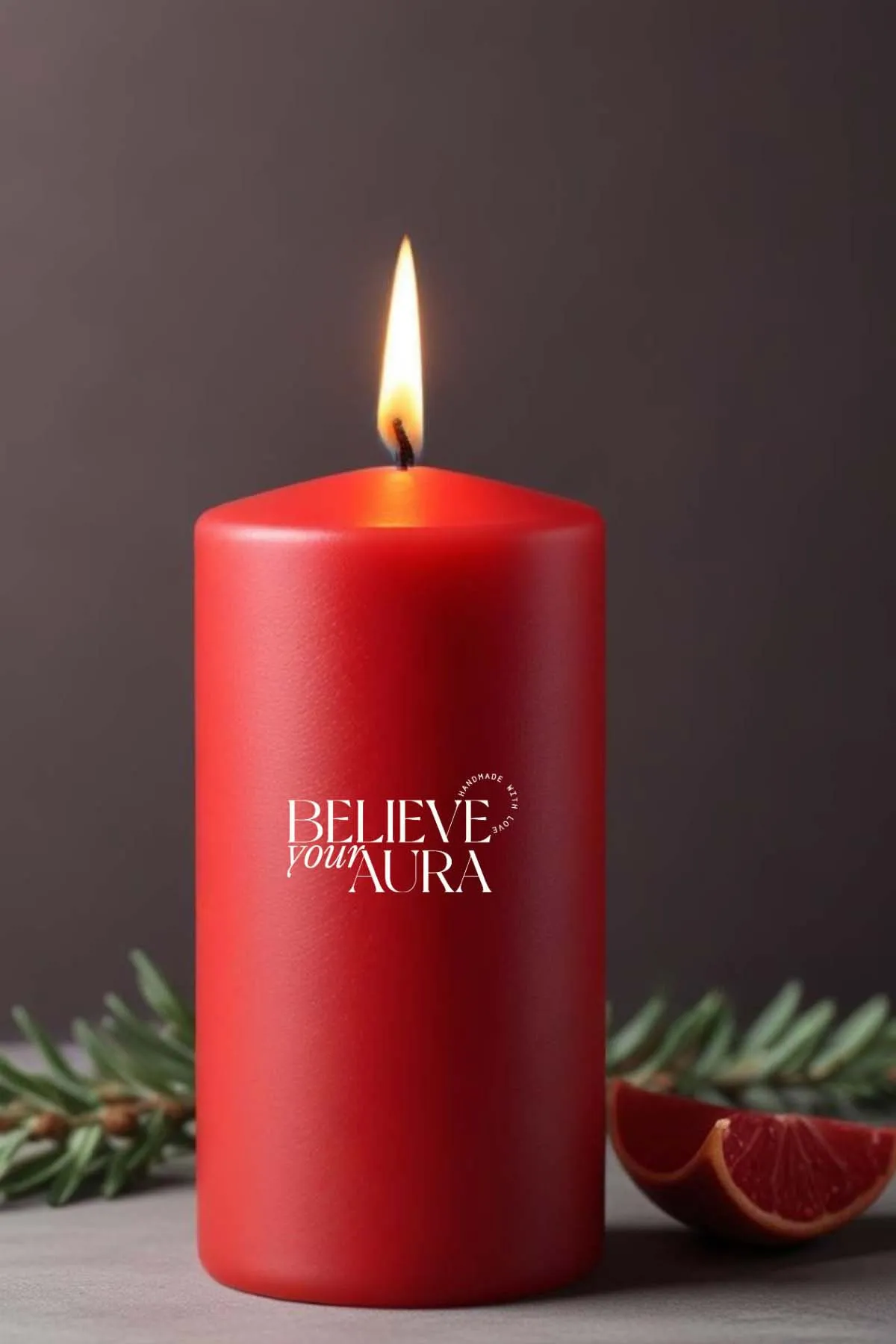 Believe Your Aura Lavanta Kokulu Kırmızı Silindir Mum KLM209-11-LVN