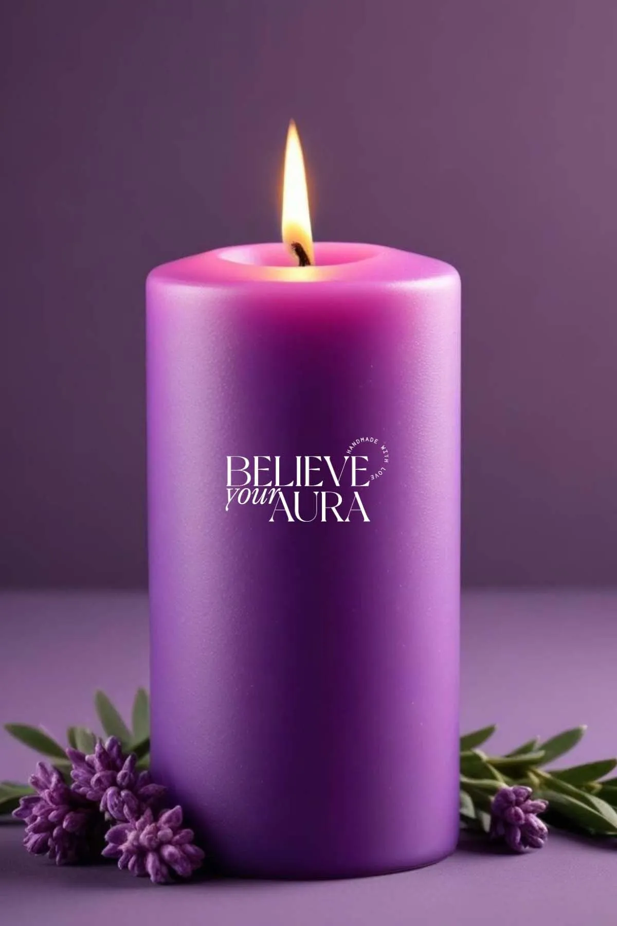Believe Your Aura Lavanta Kokulu Mor Silindir Mum KLM209-14-LVN