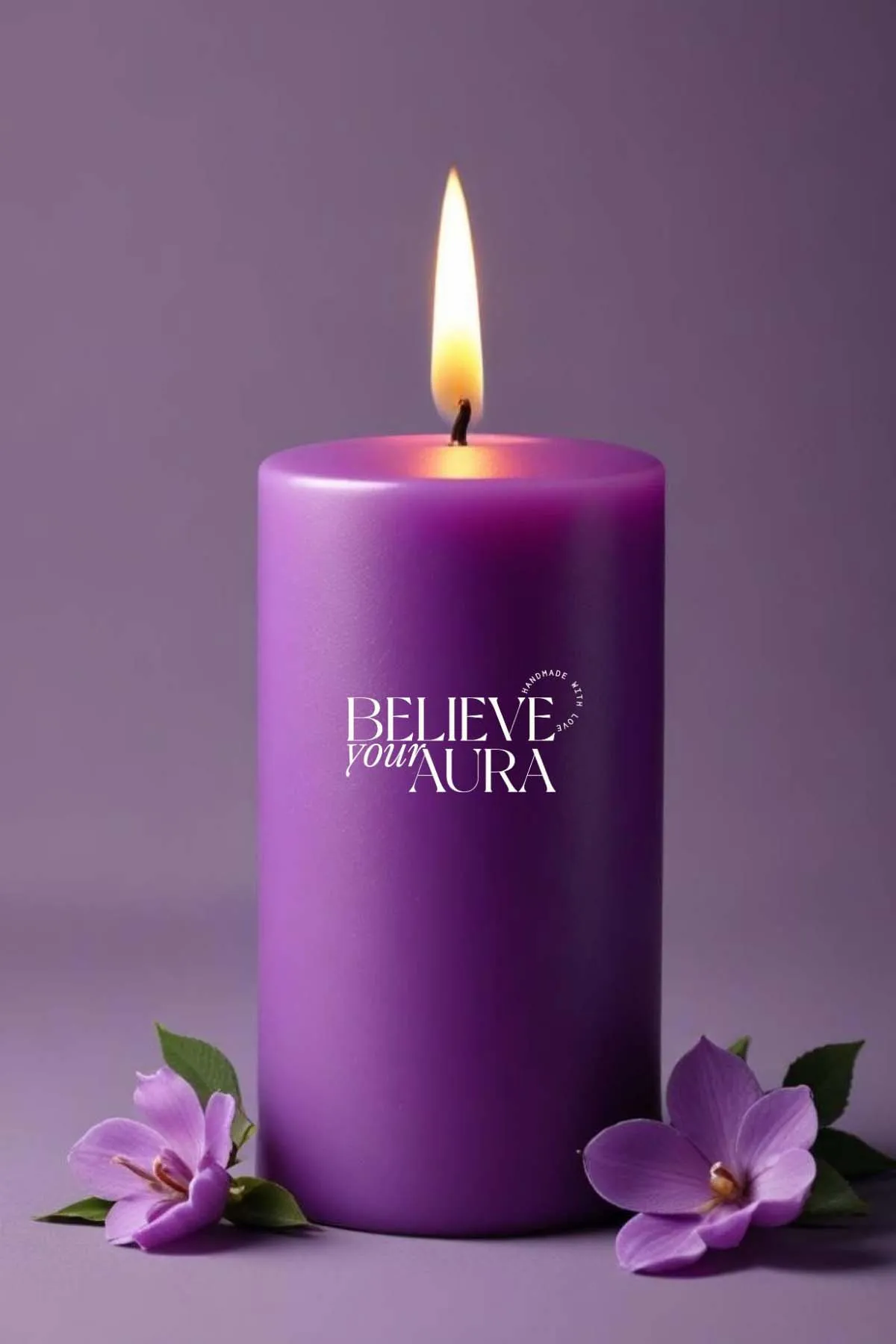 Believe Your Aura Lavanta Kokulu Mor Silindir Mum KLM209-14-LVN