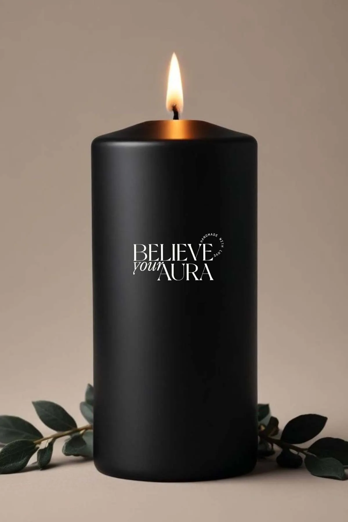 Believe Your Aura Lavanta Kokulu Siyah Silindir Mum KLM209-20-LVN