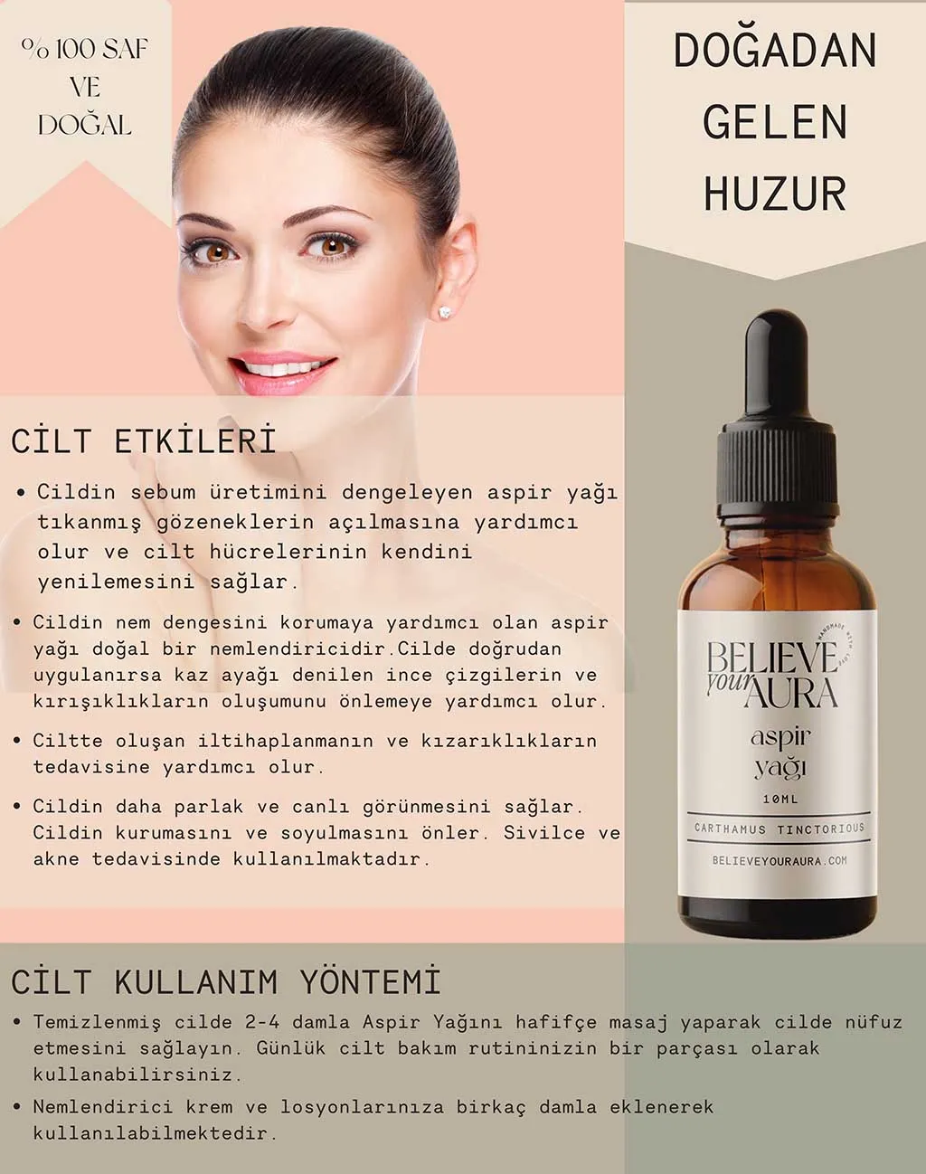 Believe Your Aura %100 Saf Organik Aspir Yağı - 10 ml ATYASP-109