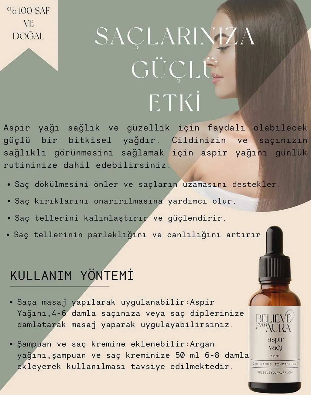 Believe Your Aura Saf Organik Aspir Yağı ATYASP-109