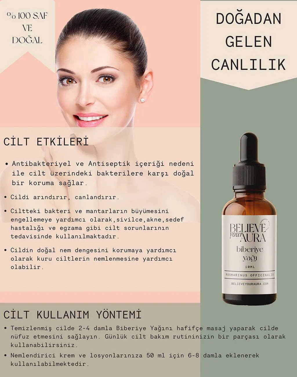 Believe Your Aura Saf Organik Biberiye Yağı ATYBBR-153