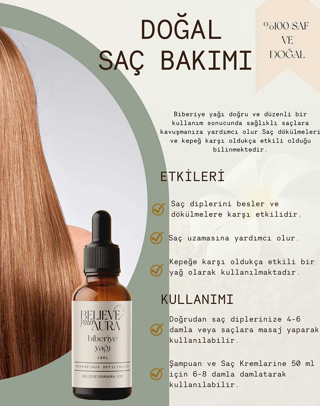 Believe Your Aura Saf Organik Biberiye Yağı ATYBBR-153