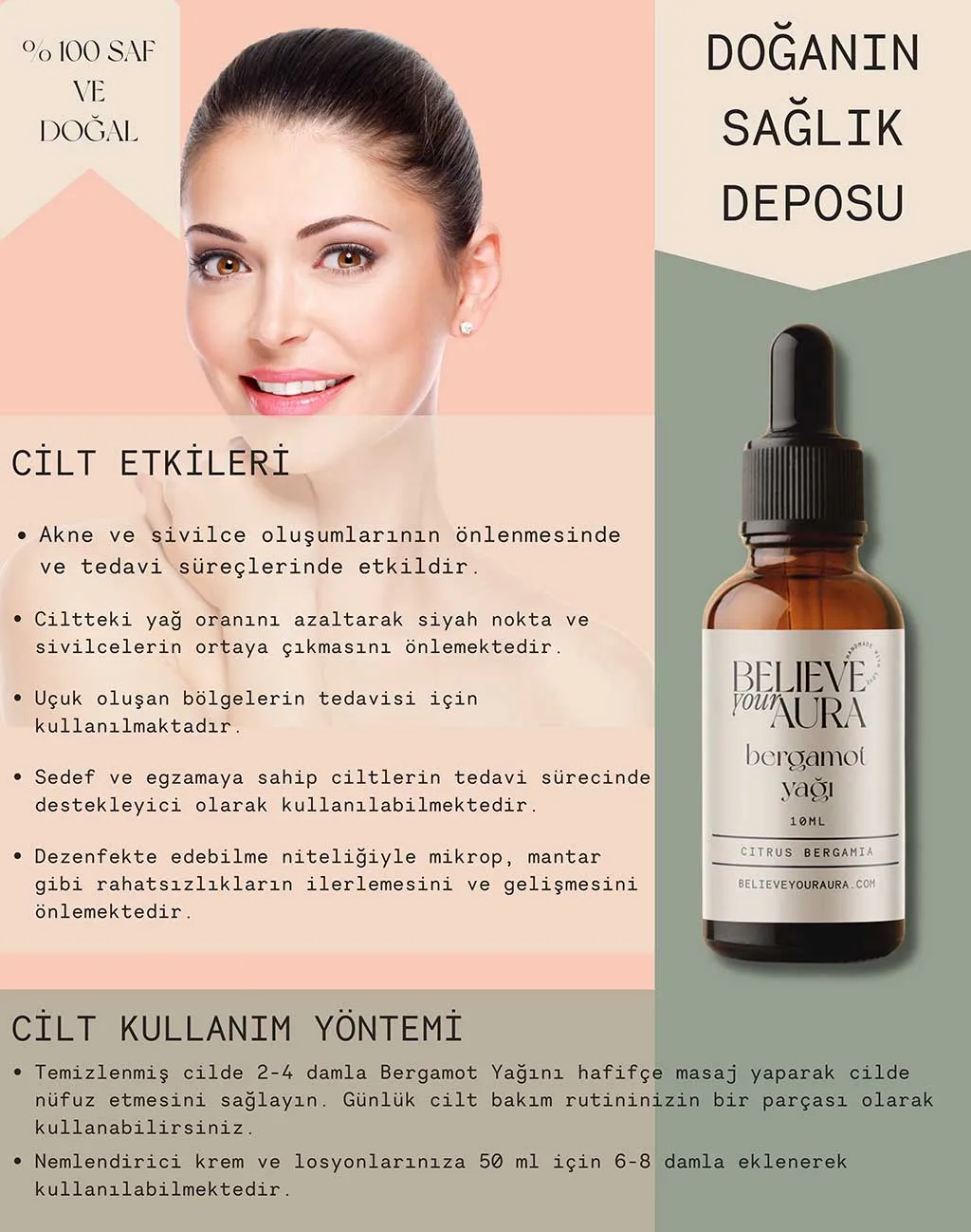 Believe Your Aura %100 Saf Organik Bergamot Yağı - 10 ml ATYBGM-151