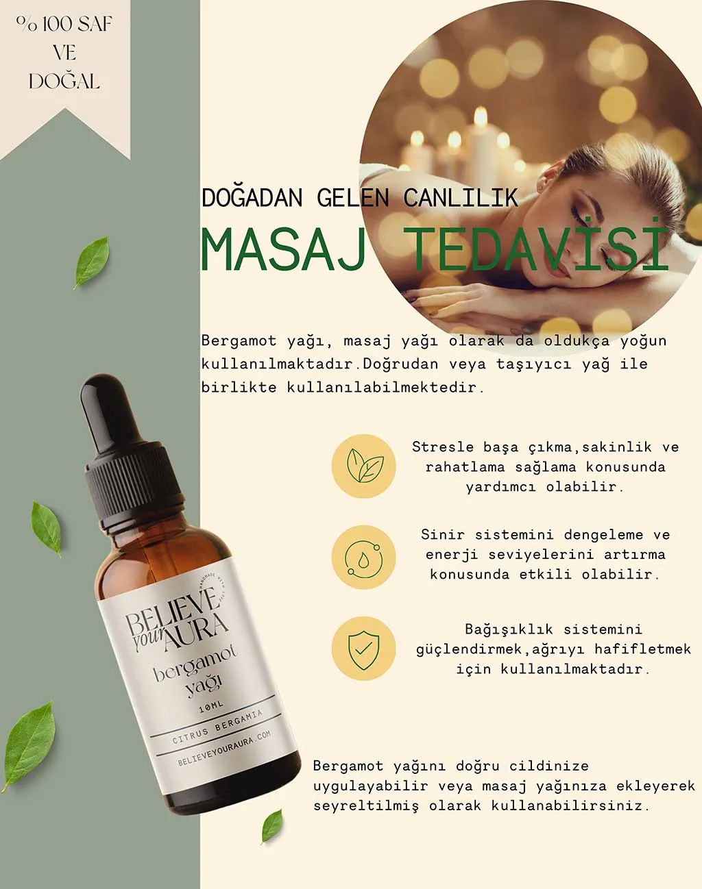 Believe Your Aura Organik Bergamot Yağı ATYBGM-151
