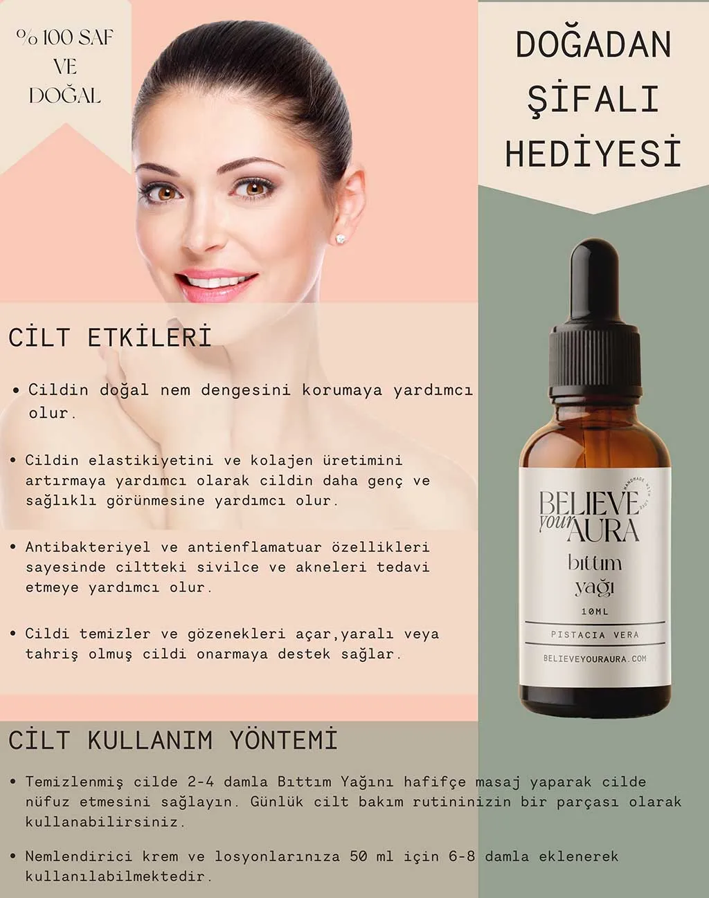 Believe Your Aura %100 Saf Organik Bıttım Yağı - 10 ml ATYBIT-152