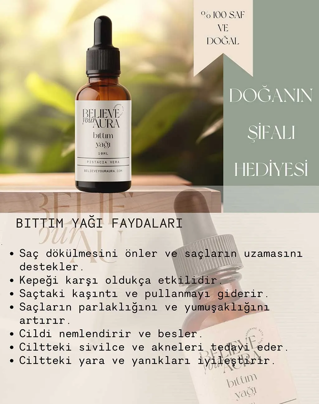 Believe Your Aura Saf Organik Bıttım Yağı ATYBIT-152