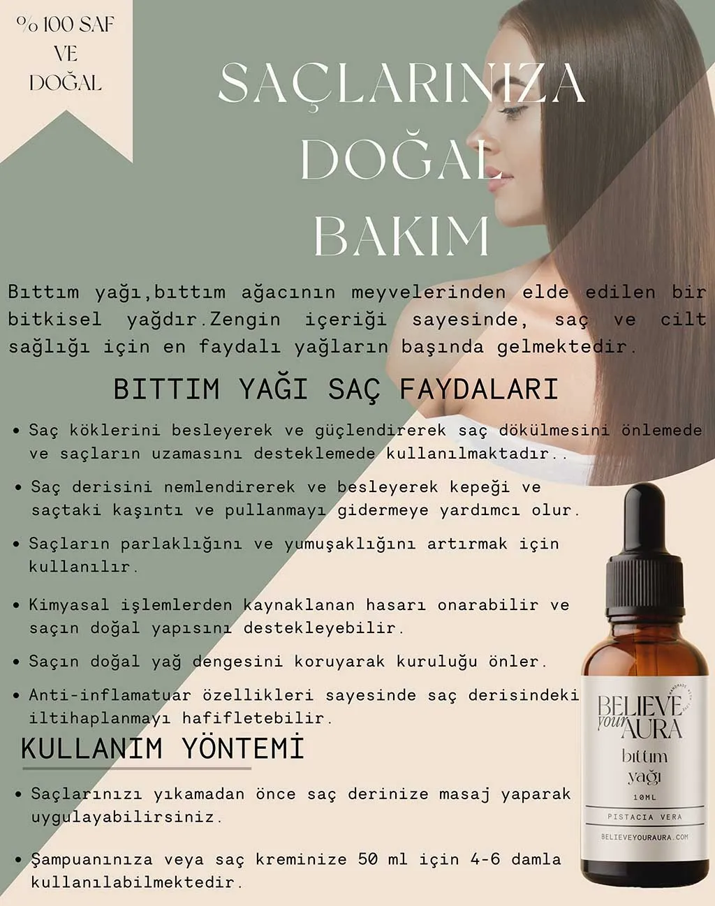 Believe Your Aura Saf Organik Bıttım Yağı ATYBIT-152