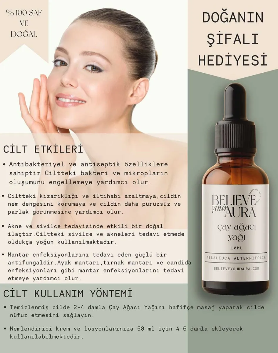 Believe Your Aura Saf Organik Çay Ağacı Yağı ATYCAY-204