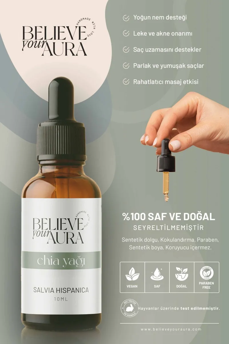 Believe Your Aura Chia Yağı Nemlendirici ve Besleyici Cilt ve Saç Bakım Yağı ATYCHI-50