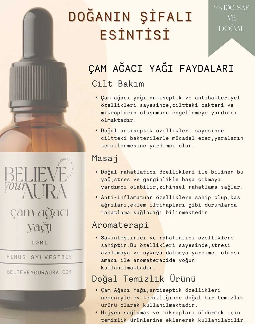 Believe Your Aura %100 Saf Organik Çam Ağacı Yağı - 10 ml ATYCMA-201