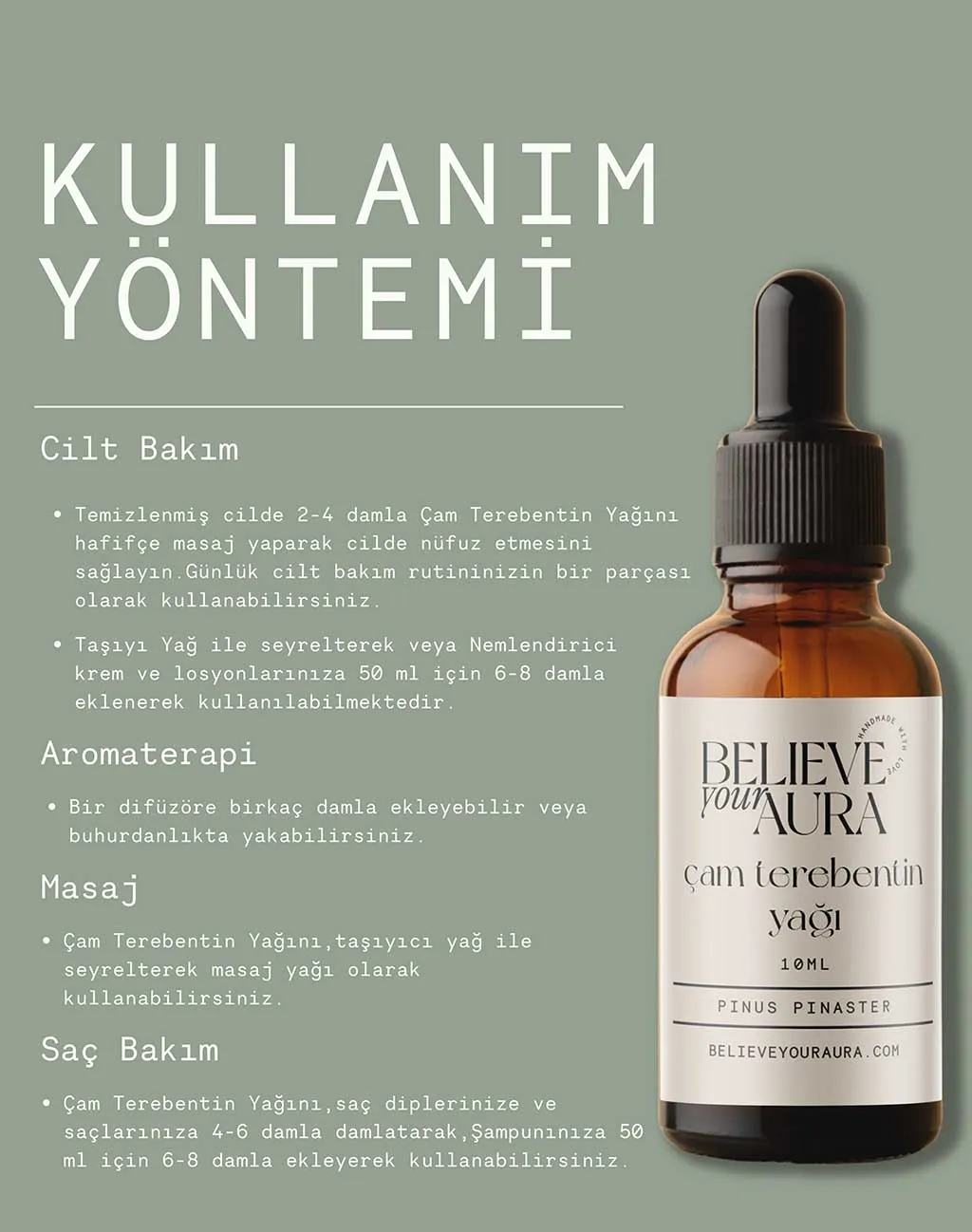 Believe Your Aura Saf Organik Çam Terebentin Yağı ATYCMT-203