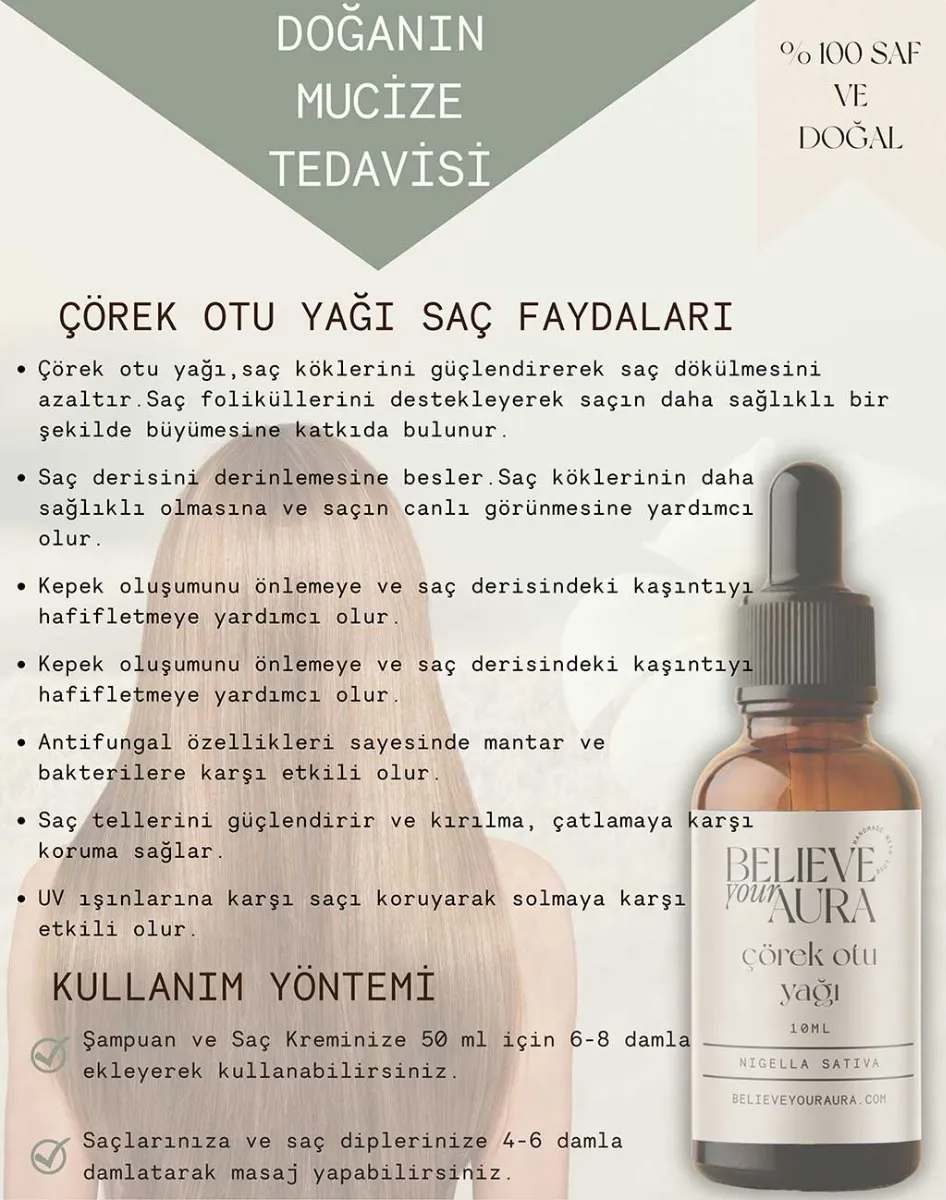 Believe Your Aura Saf Organik Çörek Otu Yağı ATYCRK-205