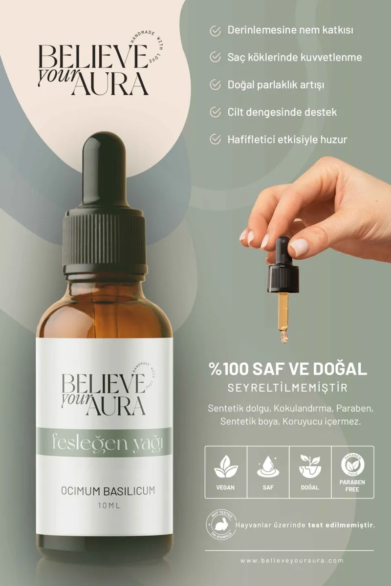 Believe Your Aura Fesleğen Yağı Kepek Karşıtı Cilt ve Saç Bakım Yağı ATYFSL-352