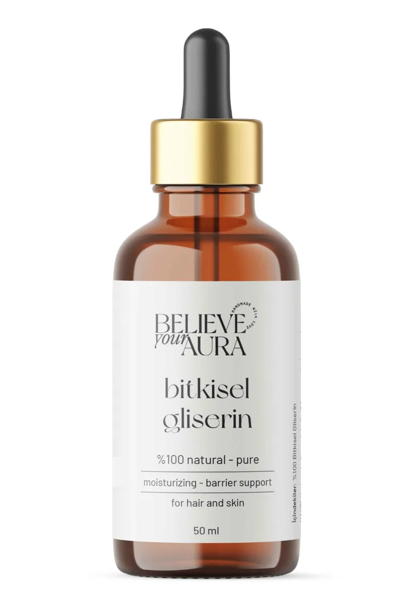 Believe Your Aura Bitkisel Gliserin – %100 Doğal ve Saf Yoğun Nemlendirici Besleyici Saç ve Cilt Serumu ATYGLC-402