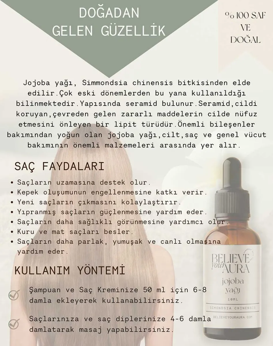 Believe Your Aura Saf Organik Jojoba Yağı ATYJJB-550