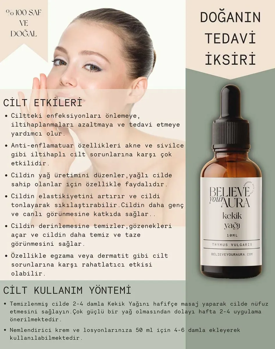 Believe Your Aura %100 Saf Organik Kekik Yağı ATYKEK-604