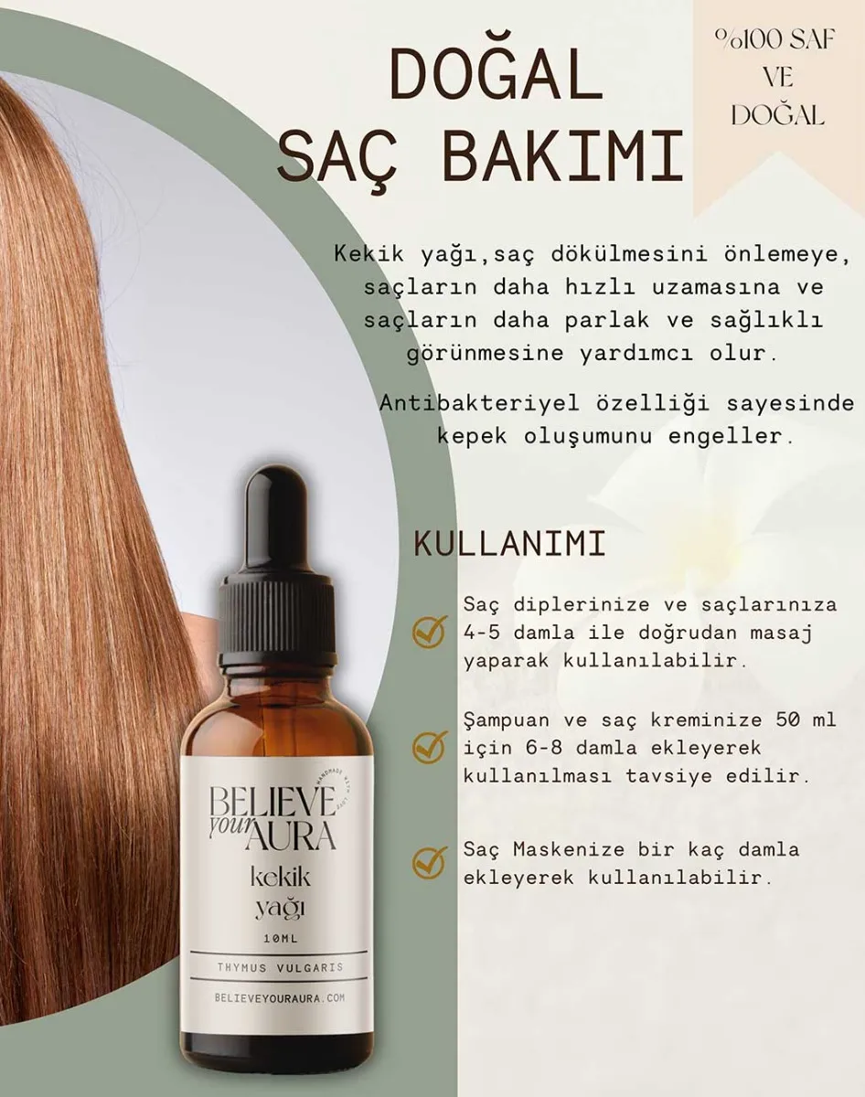 Believe Your Aura %100 Saf Organik Kekik Yağı ATYKEK-604