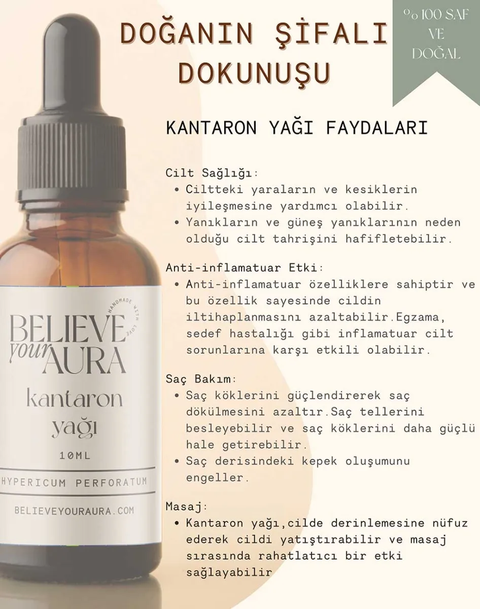 Believe Your Aura Saf Organik Kantaron Yağı ATYKNT-601