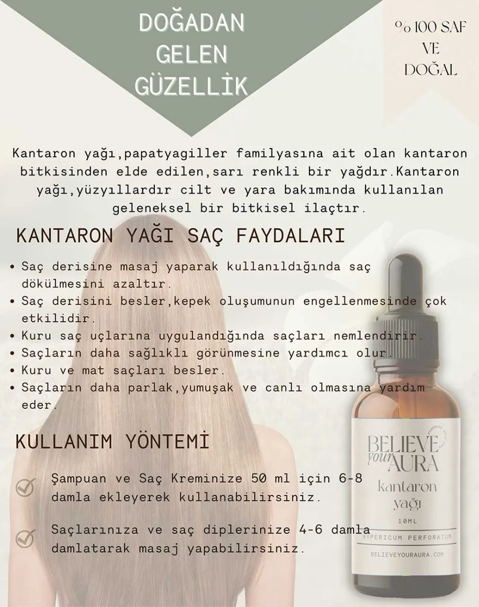 Believe Your Aura Saf Organik Kantaron Yağı ATYKNT-601