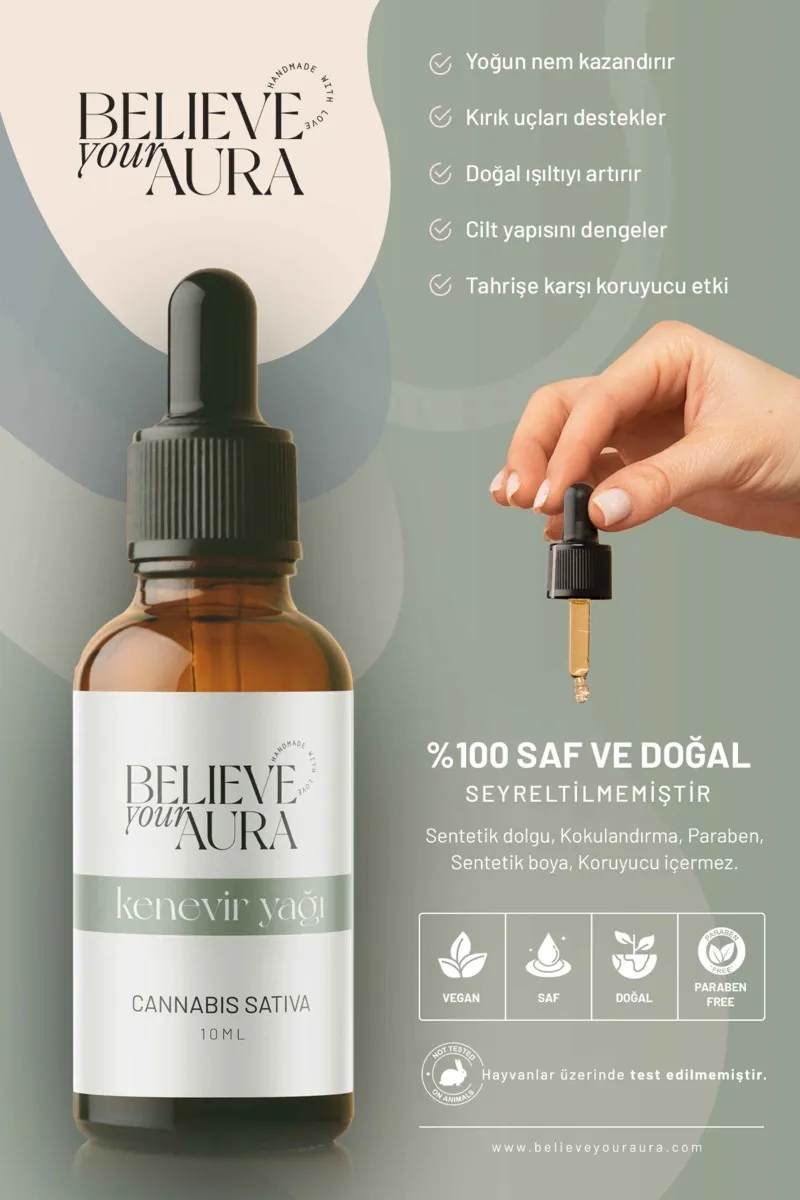 Believe Your Aura Kenevir Yağı Canlandırıcı ve Tazeleyici Cilt ve Saç Bakım Yağı ATYKNV-612