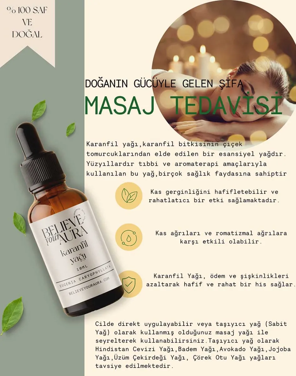 Believe Your Aura %100 Saf Organik Karanfil Yağı ATYKRF-602