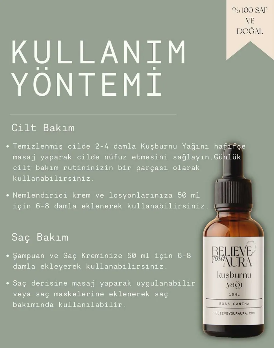 Believe Your Aura %100 Saf Organik Kuşburnu Yağı ATYKSB-606