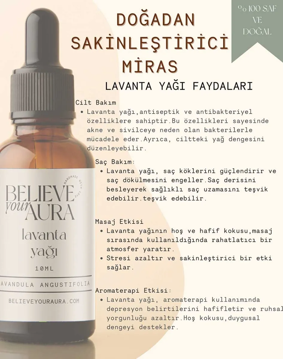 Believe Your Aura %100 Saf Organik Lavanta Yağı ATYLVN-607