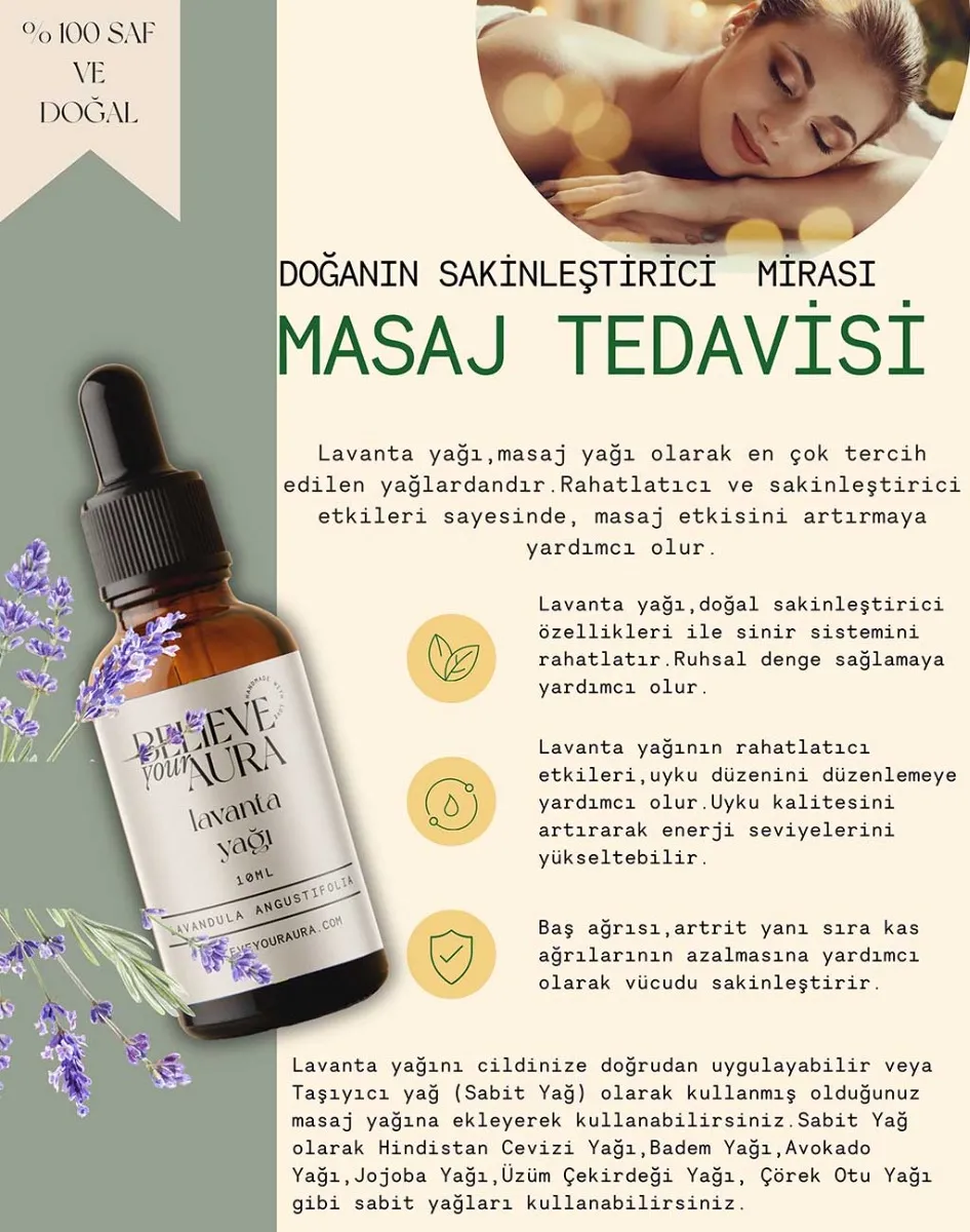 Believe Your Aura %100 Saf Organik Lavanta Yağı ATYLVN-607