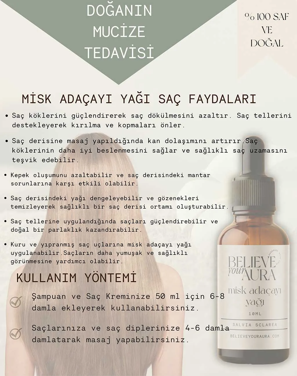 Believe Your Aura Saf Organik Misk Adaçayı Yağı ATYMAD-701