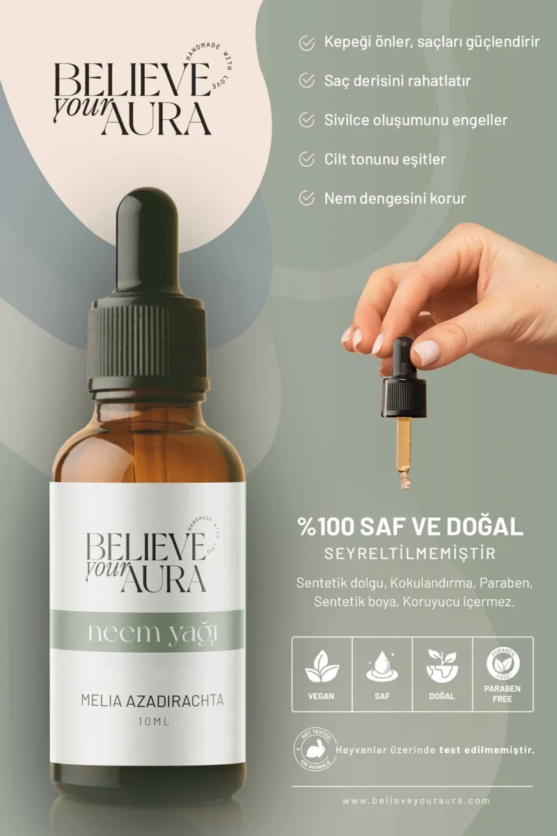 Believe Your Aura Neem Yağı  Cilt ve Saç Bakım Yağı ATYNEM-754