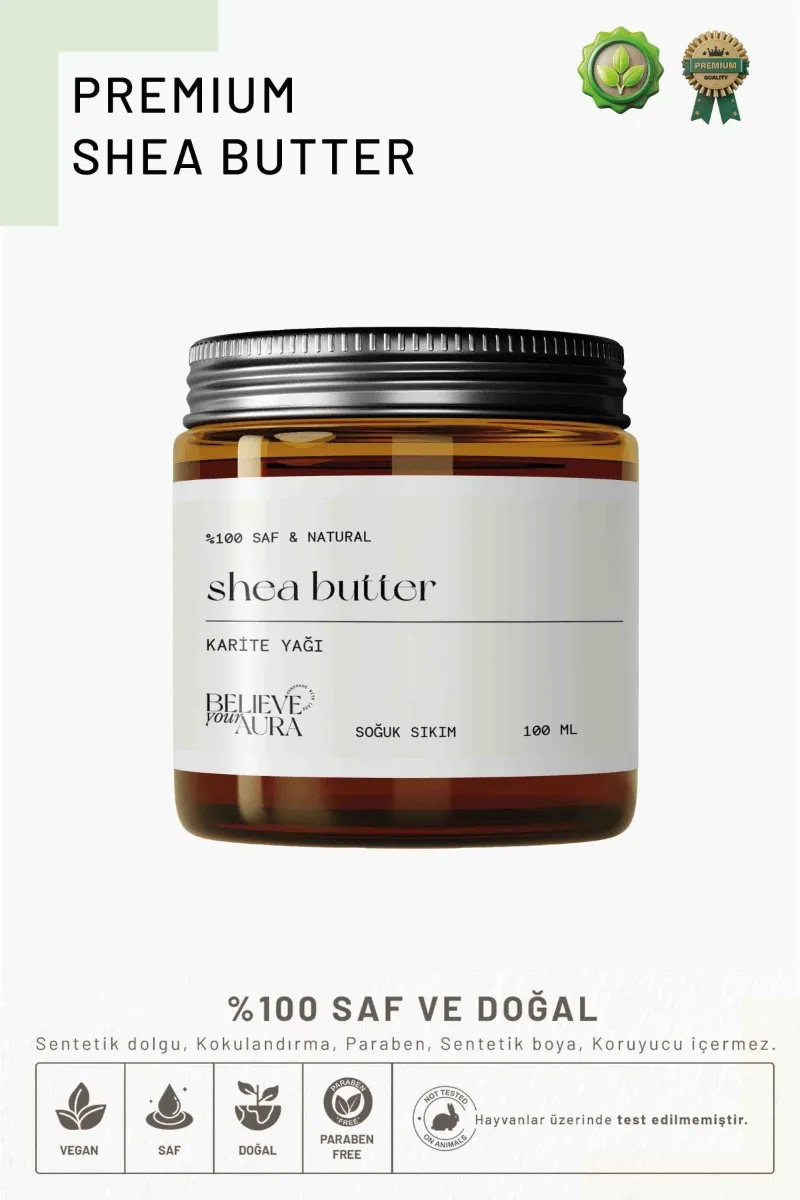Believe Your Aura Shea Yağı - %100 Saf ve Doğal Soğuk Sıkım Vegan Shea Yağı (Karite Yağı) - Shea Butter - ATYSHE-961